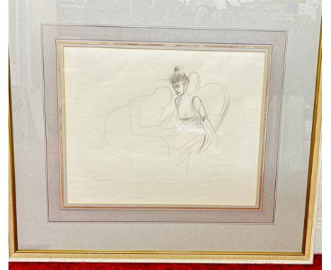 Jean-Louis Forain (1852-1931)Seated Woman. A sketch. Graphite on paper Framed and glazed 30cm x 37.5cm wide. Provenance Geral