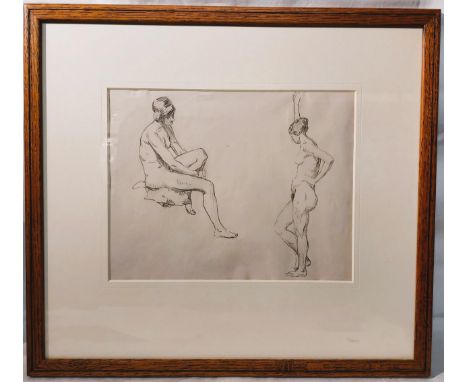 Mary Swanzy H.R.H.A (1882-1978) Standing and Seated Female Nudes, 8 ¼ x 10 ½ ins (21x 26.5cm - Frame 15 ½ x 17 ¼ ins, Provena