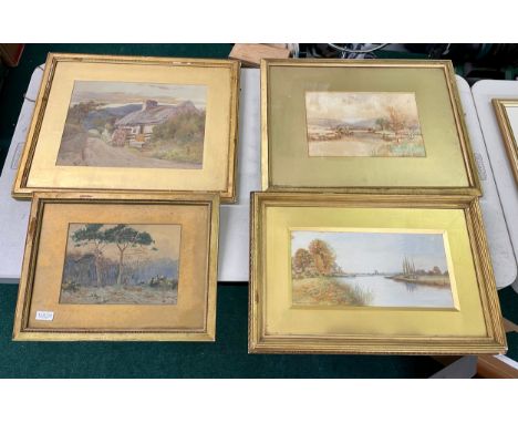 Four Various Framed Victorian Landscape Watercolours by Arthur Wilkinson (2), I N Burgess, J Barton etc.
