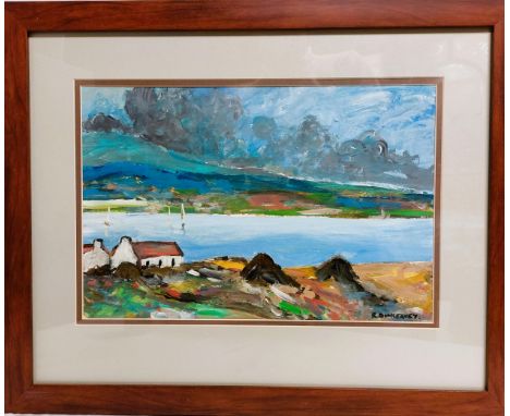 R. Dunleavey Framed and Glazed Oil on Board Coastal scene before a storm. Signed Lower Right frame size 17.5” high by 22” lon