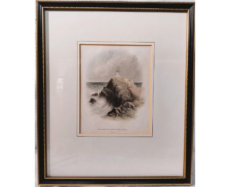 The Bailey or Howth Light-House Dublin -Steel engraving after a drawing by Thomas Creswick 1871,Framed and cut card mounted,g