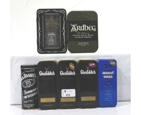 SELECTION OF TINNED MINIATURESA selection of mainly Scotch Whisky miniatures in presentation tins.  Comprising: 3 x Glenfiddi