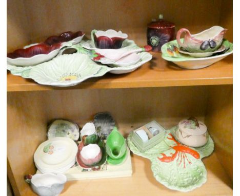 Quantity of collectable Carltonware flower relief molded plates, dishes, salt and pepper pots, preserve pots etc 