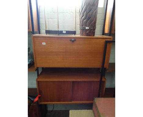 Three ladder rack teak bookcase sections 