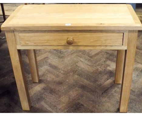 new good quality light oak desk/console table fitted one long drawers 