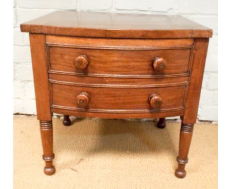 Victorian mahogany bow fronted commode made into a storage box with two dummy drawers 