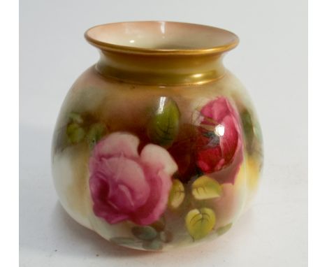 A Royal Worcester small vase hand painted with roses 