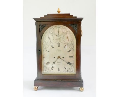 Georgian bracket clock by Jones 338 Strand London with fusee movement and pull-cord repeat, approx 21" high, 12" wide 
