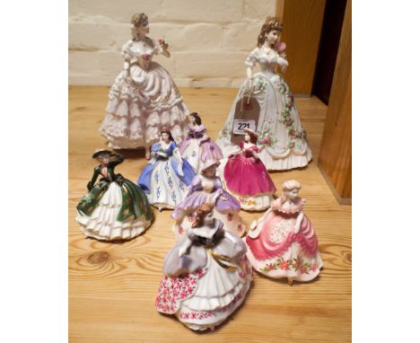Royal Worcester figurines and Coalport Crinoline lady figures 