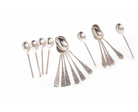 THREE SETS OF SILVER TEASPOONSthe first, maker Sutherland & Roden, Sheffield 1901, the second, maker C. W. Fletcher & Son Ltd