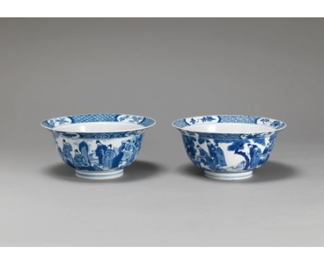 A PAIR OF BLUE & WHITE BOWLS CHENGHUA SIX-CHARACTER MARK IN UNDERGLAZE BLUE WITHIN A DOUBLE CIRCLE , KANGXI PERIOD (1662 - 17