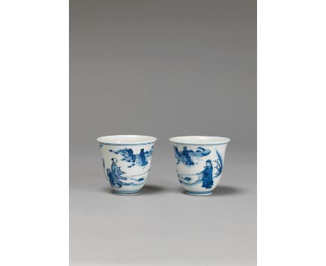 A PAIR OF BLUE & WHITE CUPS CHENGHUA SIX-CHARACTER SEAL MARK IN UNDERGLAZE BLUE, KANGXI PERIOD (1662-1722) Each deep bell-sha