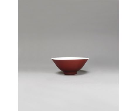 A COPPER-RED-GLAZED DEEP BOWL UNDERGLAZE-BLUE KANGXI   MARK WITHIN A DOUBLE CIRCLE AND OF THE PERIOD (1662-1722)A Qianlong co