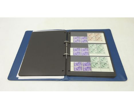 King George Vl and Queen Elizabeth 1948 Silver Wedding commemorative commonwealth mint stamps in blocks of four; Montserrat 2