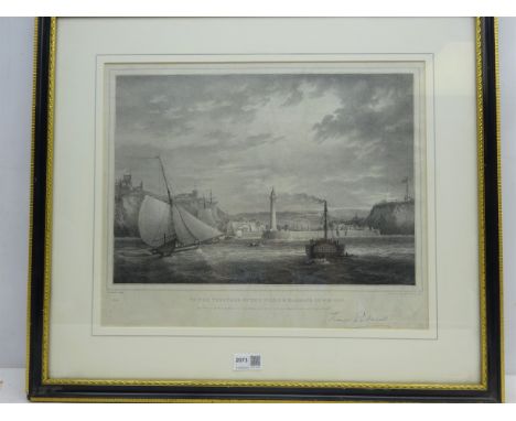 'To the Trustees of the Piers & Harbour of Whitby', 19th century proof lithograph by Francis Nicholson (British 1753-1844) be
