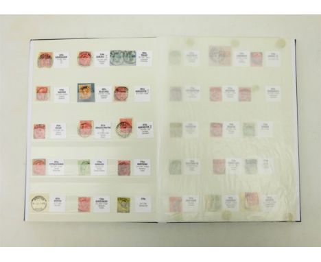 Very well annotated collection of Great British postmarks in one album, from Queen Victoria to King George VI including; Quee