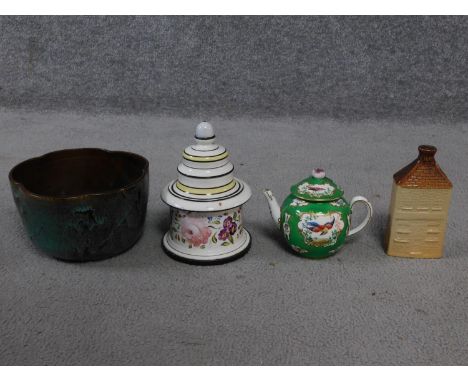 A collection of antique and vintage ceramics and porcelain. Including a 19th century hand painted porcelain teapot with hand 