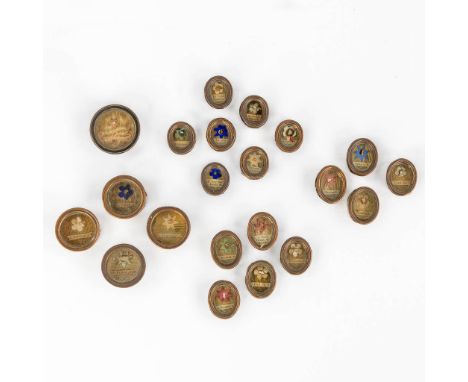 21 sealed theca with various relics.- Saint Marculphi the Confessor: Ex ossibus Sancti Marculphi Confessoris- Sancti Fabiani 