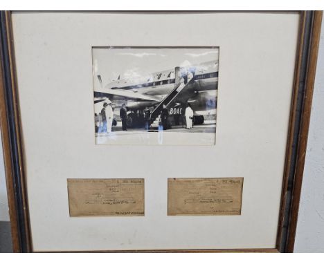 Royal interest. Original airline tickets and photo for November 19th 1953 for H.M. Queen Elizabeth II and HRH The Duke of Edi