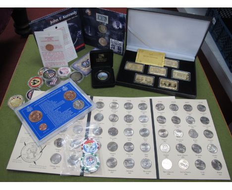 A Variety of U.S.A Coins,  includes a fifty state Commemorative quarter series, two J.F.K coin sets, U.S Army Commemorative c