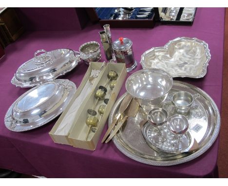 A Gibson &amp; Co Ltd Belfast Decorative Plated Lidded Entree Dish, together with another lidded entree dish, tray, part set 