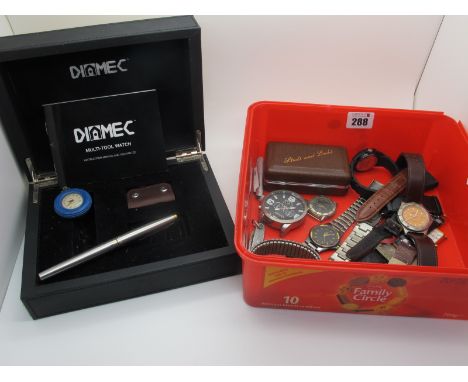 Gent's Wristwatches, watch straps etc (spares and repairs); Parker pen, novelty Timex tyre fob watch, etc. 