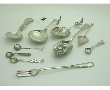 A XIX Century Dutch Spoon, together with another spoon, detailed in relief with cherubs and pierced shaped handle; 'Norge' so