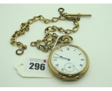 A Gold Plated Cased Openface Pocketwatch, the (damaged) white enamel dial with black Roman numerals and seconds subsidiary di