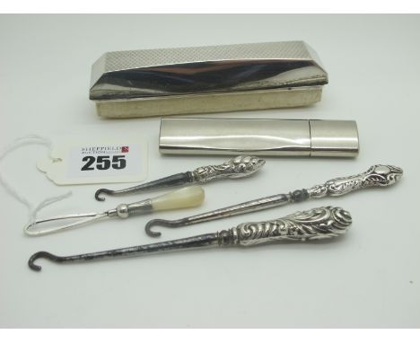 An Art Deco Hallmarked Silver Mounted Nail Buffer, Crisford &amp; Norris, Birmingham 1933, with engine turned decoration, 11c