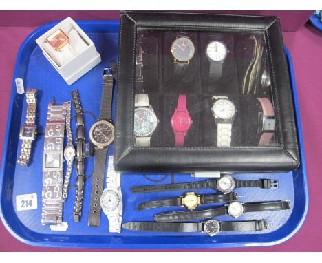 A Selection of Modern Ladies Wristwatches, including Casio, Fossil, Rodier, Radley etc, together with a wristwatch jewellery 