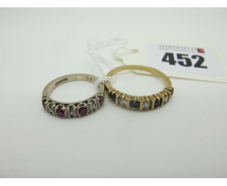 A 9ct Gold Ring, alternately set (finger size R); together with another ring, alternately set, stamped "18ct Gold". (2)