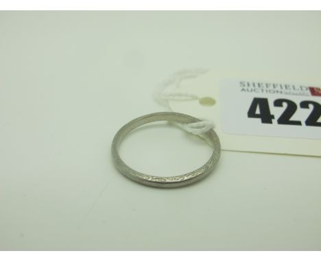 A Slim Wedding Band, stamped "Plat" (finger size R) (2.5grams). 