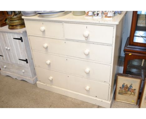 A Victorian white painted chest of two short and three long drawers
