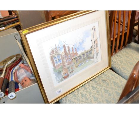 After Derek Abel, print of the Bridge of Sighs Cambridge 