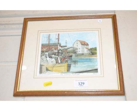Philip Martin, pencil signed limited edition coloured print "Woodbridge Tide Mill" 289/800