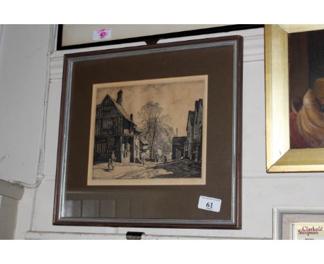Leonard Russell Squirrell, etching of "Lady Street, Lavenham"