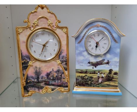 Bradford Editions Heroes of the Sky A6902 and a Lamplight Lane Heirloom Porcelain clock by Thomas Kinkade 