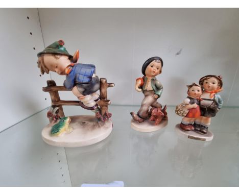 3 Hummel figures to include 'Surprise', 'Retreat to Safety' and another 