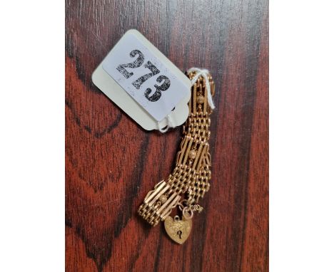 Ladies Edwardian 9ct Gold Gate bracelet 12g total weight 