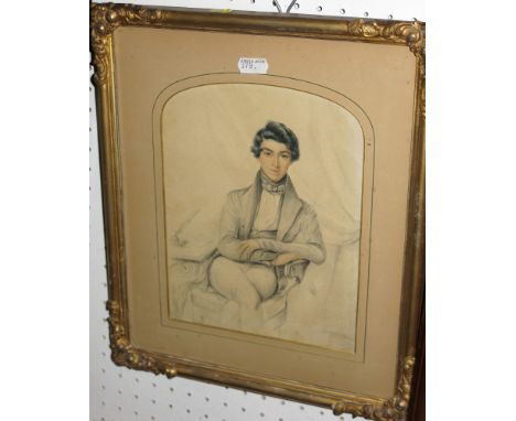 A 19th Century pencil and watercolour portrait sketch of an unknown gentleman, 9" x 7", in gilt frame
