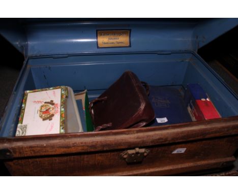 A collection of stamps in metal trunk