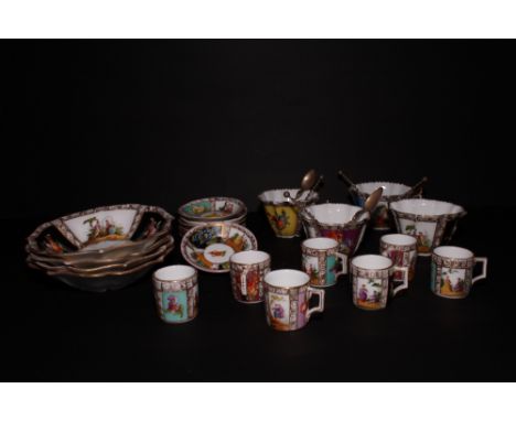 A number of continental "Dresden" cabinet coffee and tea cups and saucers