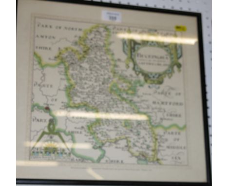 A replica map of the North Sea, two other modern maps of Buckinghamshire and the British Isles and a watercolour, portrait of