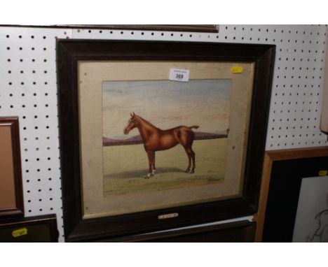 D H Russell: watercolours, racehorse "Lady R", 10" x 9", in oak strip frame