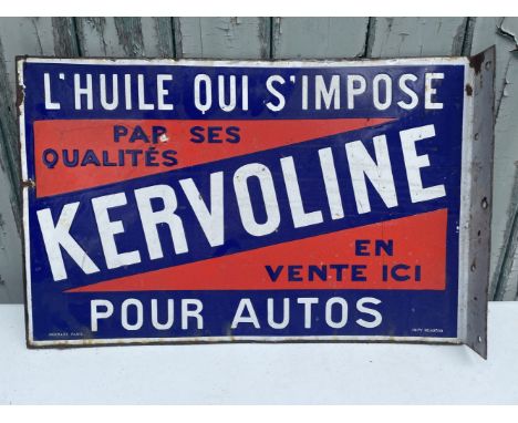 A Kervoline enamel sign,by Japy Beautor of Neuhaus, Paris, French, flange mounted, double-sided, in three colours, 39 x 60cm 