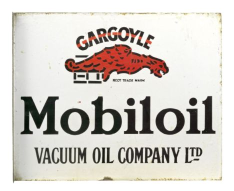 A Gargoyle Mobiloil double-sided flange-mounting enamel sign,in black and red on white enamel, 41 x 51cm.  Lot to be sold wit