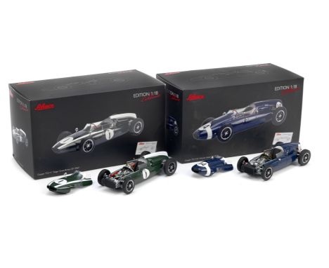 Two boxed 1:18 scale limited edition Grand Prix winning Cooper-Climax race car models, by Schuco of Germany,detailed die-cast