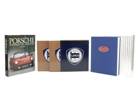 Assorted motoring books,including Conway with Sauzay: Bugatti, in 'engine turned' slip-case numbered 1757; Ingo Seiff: Porsch