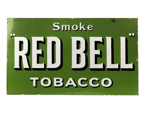 A Smoke Red Bell enamel sign,single-sided, three colour enamel in green and white 53 x 92cm, mounted on a board. Footnotes:Th