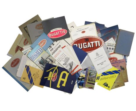 Assorted Bugatti literature, publications and ephemera formerly from the collection of the late H H Posner,including 1929 typ